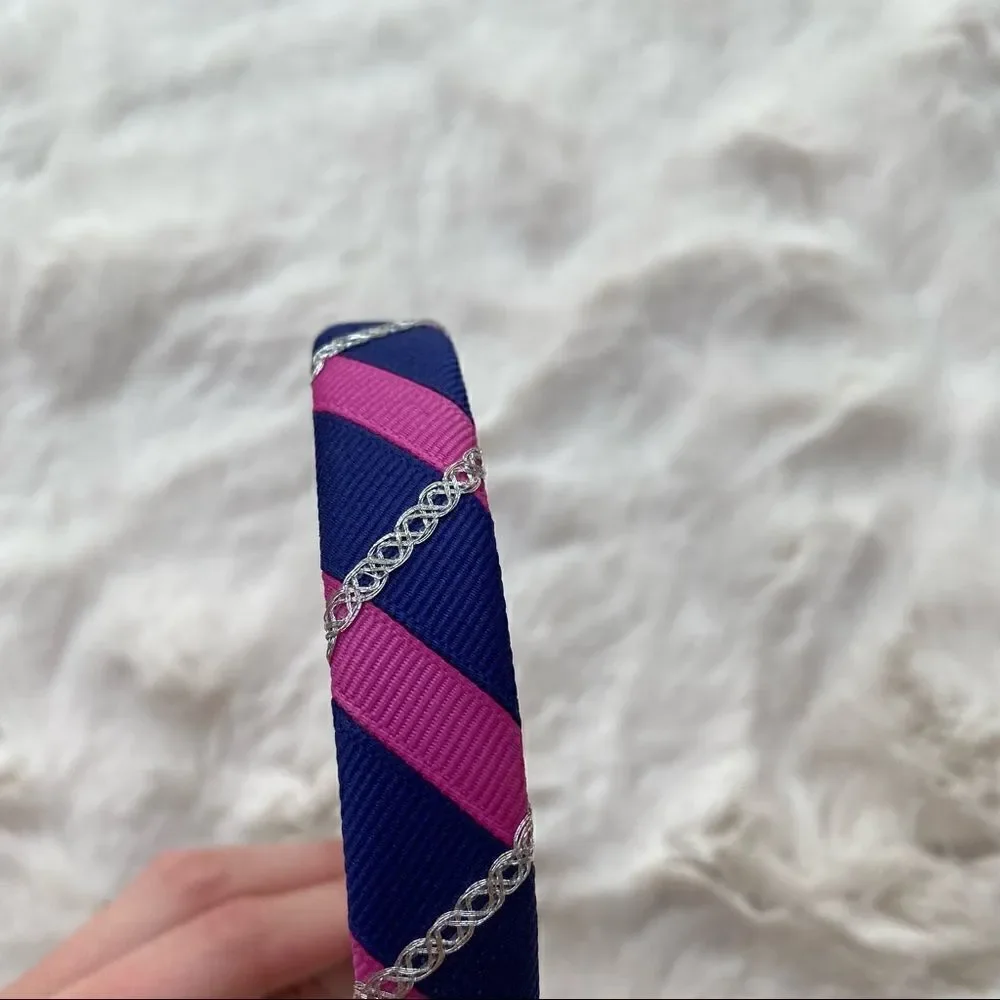 Crewcuts Headband Navy Blue Magenta Pink & Silver Girl’s